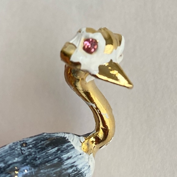Vintage 60s Gerrys Ostrich Brooch Figural Bird Pin Gold Tone Pink Rhinestone - Picture 2 of 8